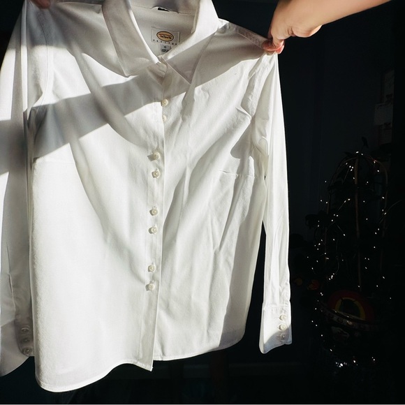 Talbots tapered fit wrinkle resistant stretch white top - Picture 13 of 15